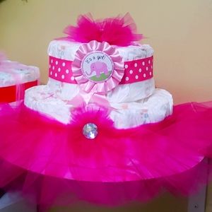 Pink "It's a girl"  deluxe diaper cake